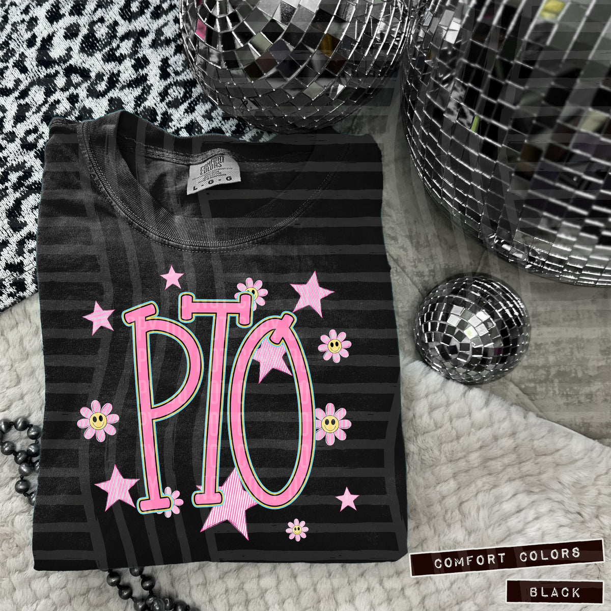 PTO Pink Flowers And Stars 108010 DTF transfer