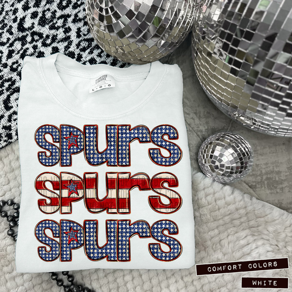 Spurs RWB stacked (Caplinger) DTF transfer
