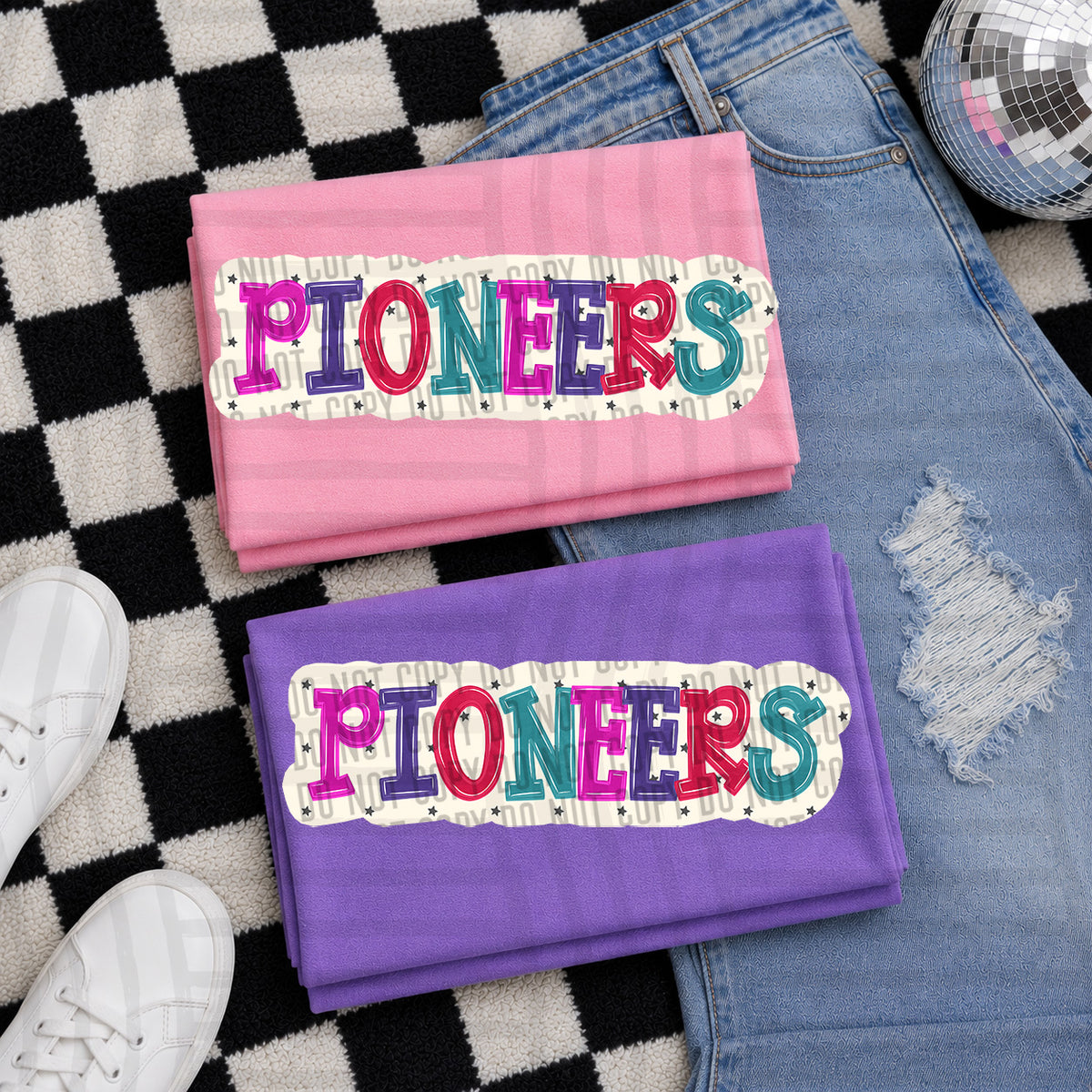 pioneers bubble around letters with small stars (Caplinger) DTF Transfer