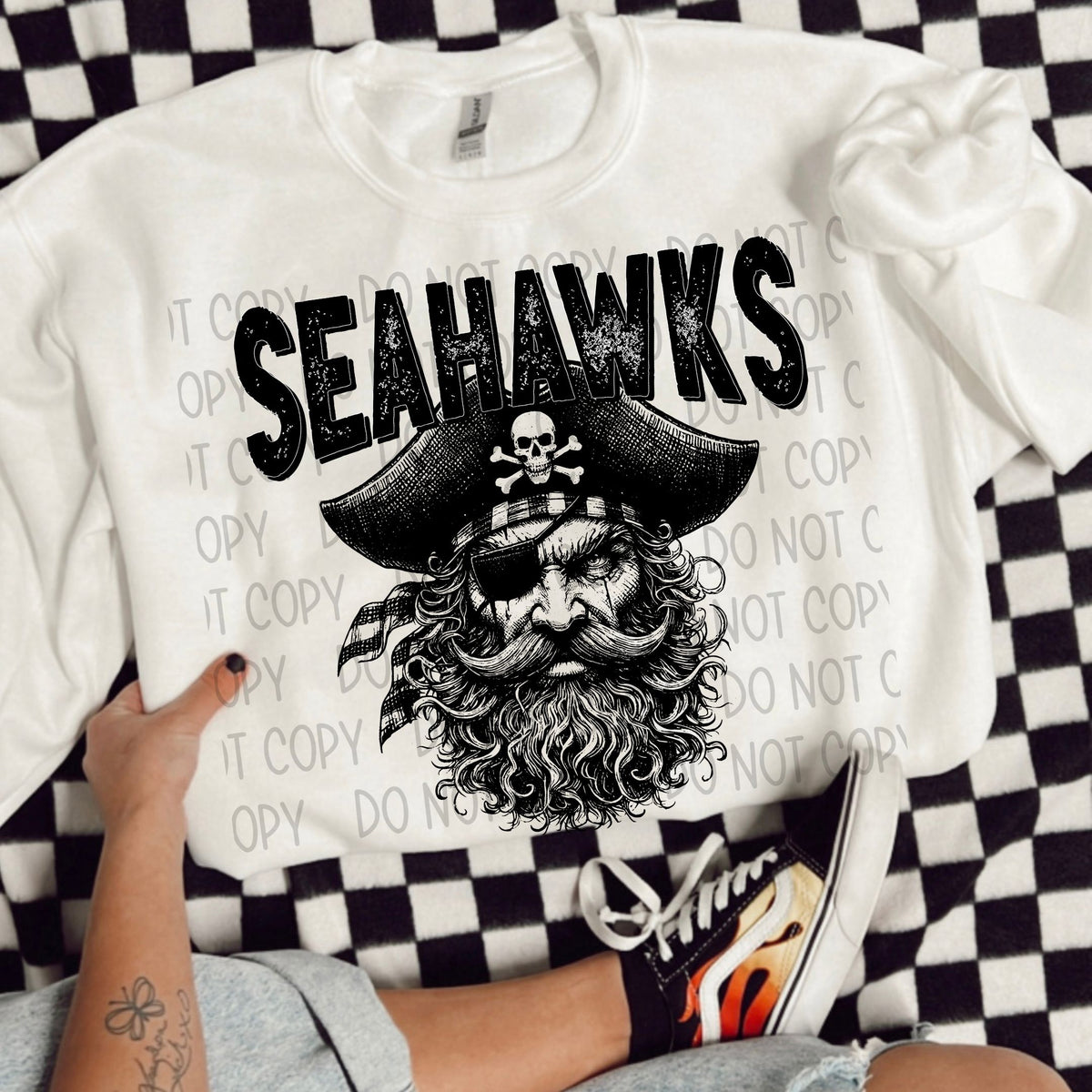 Seahawks black/white outline DTF transfer