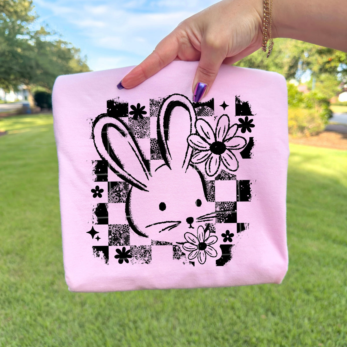Distressed bunny BLACK (CSC) DTF Transfer