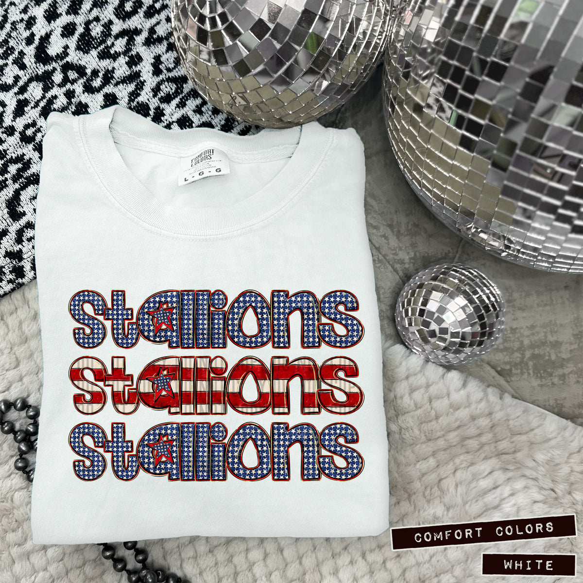 Stallions RWB stacked (Caplinger) DTF transfer
