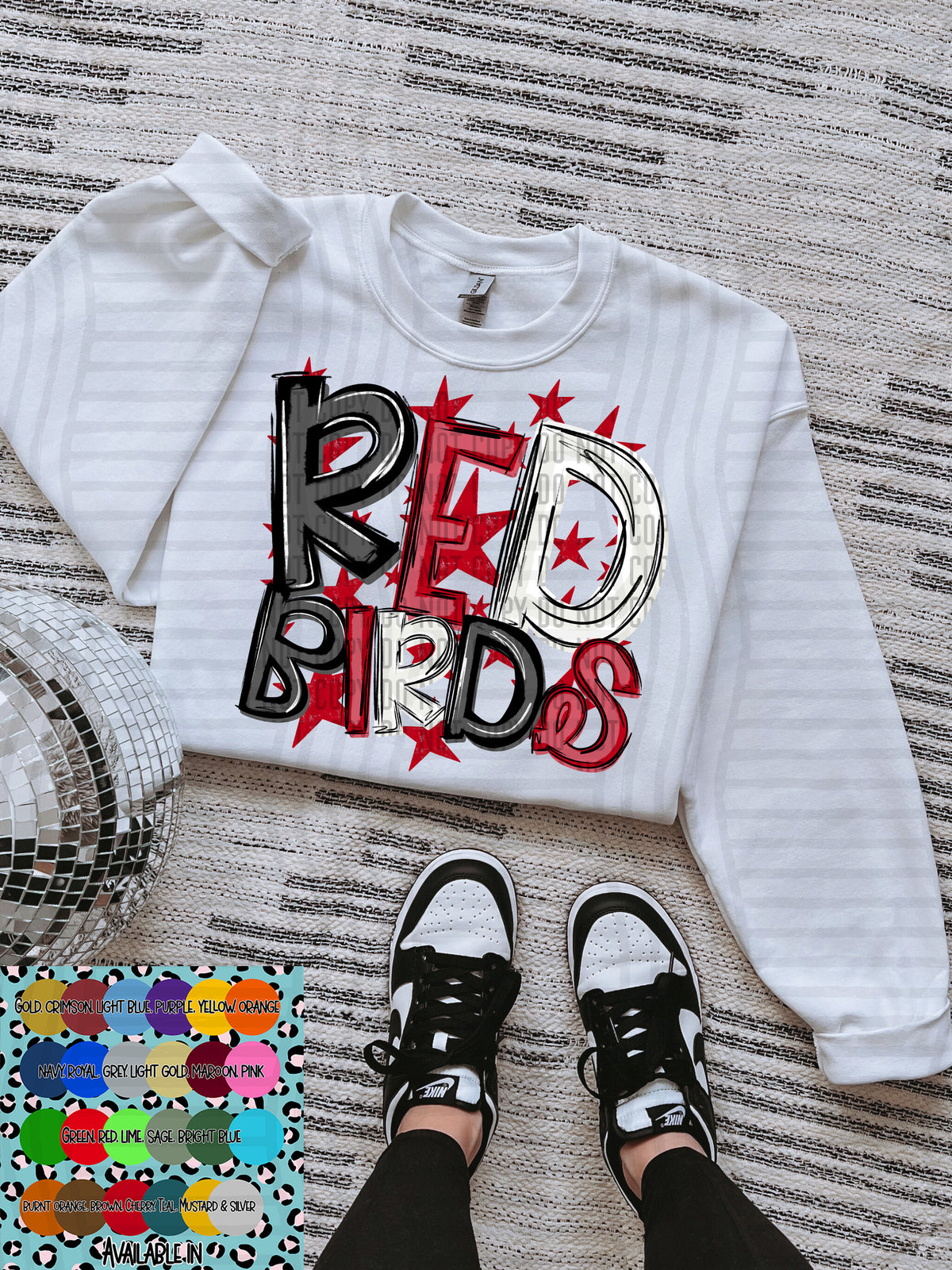 redbirds black white and red with red stars (Caplinger) DTF Transfer