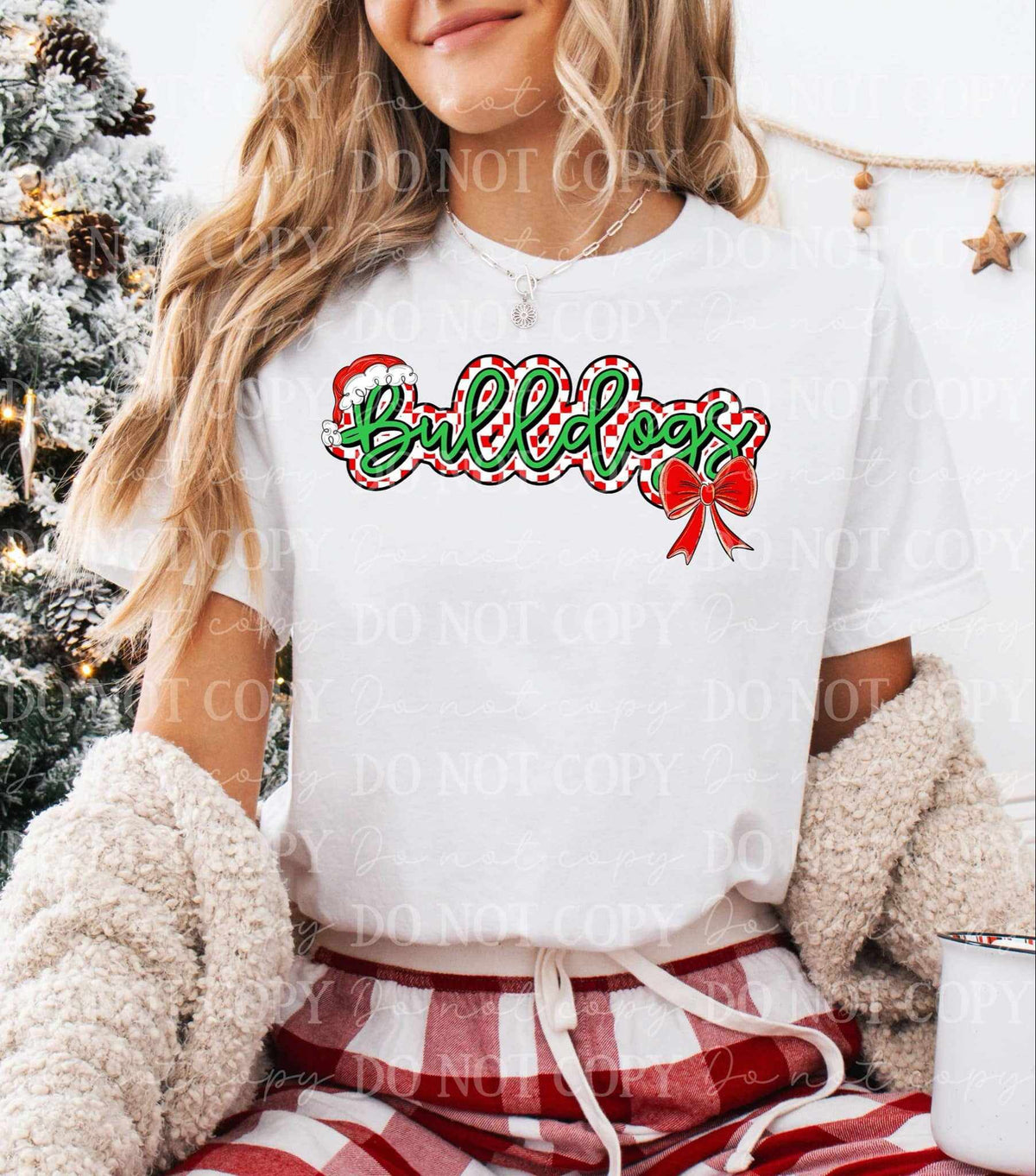 Bulldogs Christmas hat and bow (C’s) 65981 DTF transfer