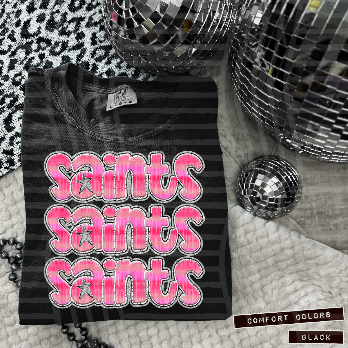 Saints Pink Stacked (Caplinger) 101985 DTF transfer