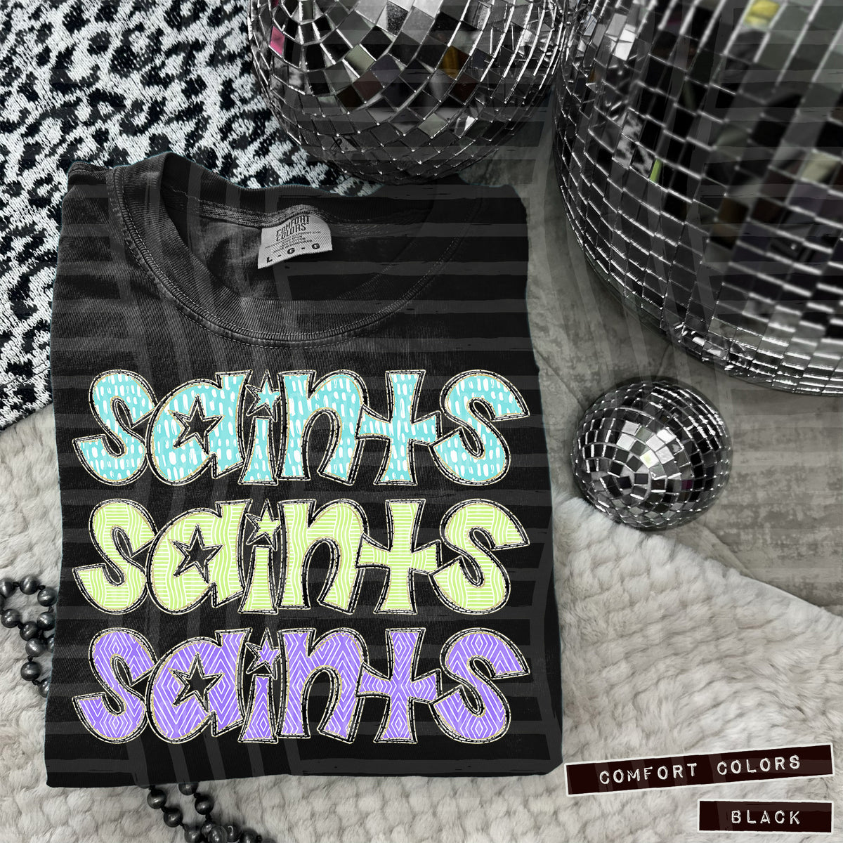 Saints Pastel Star Stacked (Caplinger) 101675 DTF transfer