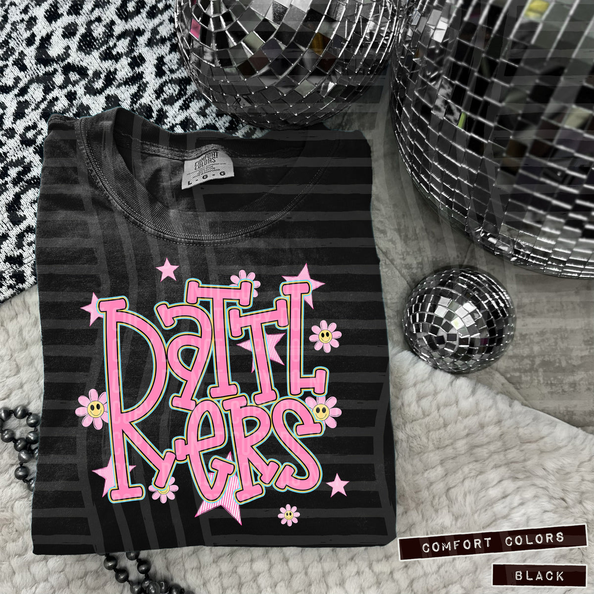 Rattlers Pink Flowers And Stars 108014 DTF transfer
