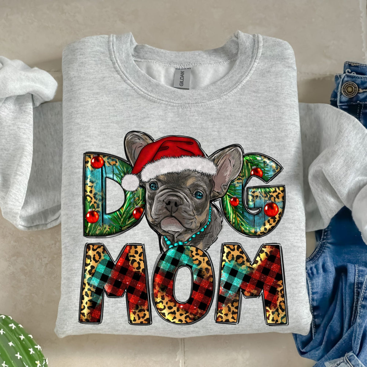 Dog Mom Christmas Pug-38605-DTF transfer