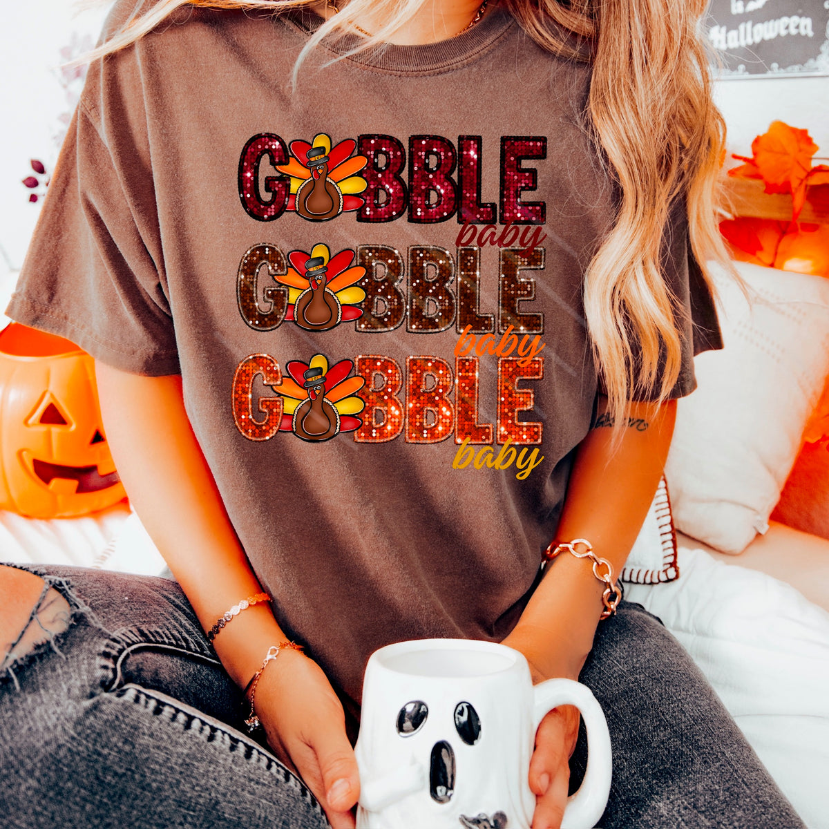 Gobble till you wobble stacked 111908 DTF transfer