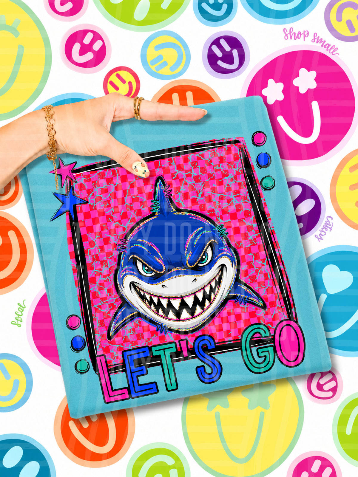 Lets go sharks candy mascots (Caplinger) DTF transfer