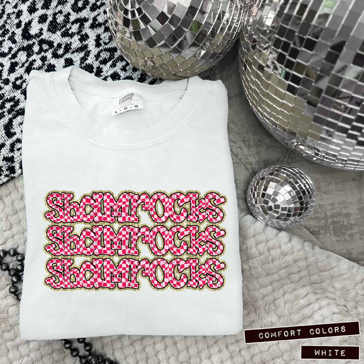 SHAMROCKS stacked pink checkered (Caplinger) DTF transfer