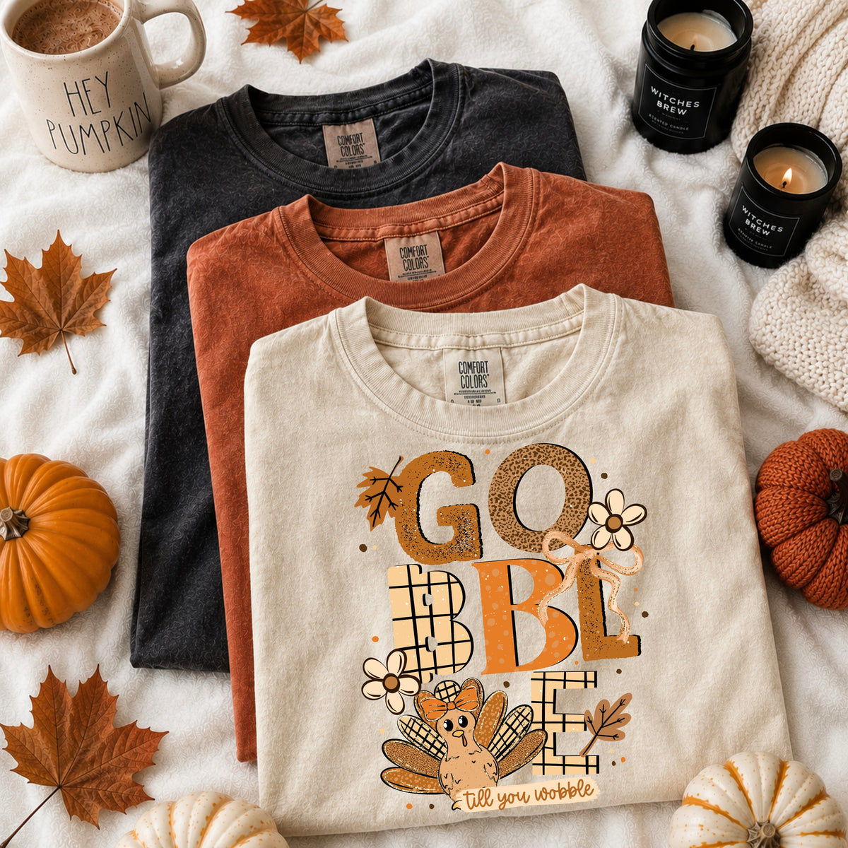 Gobble stacked with turkey (CSC) DTF Transfer