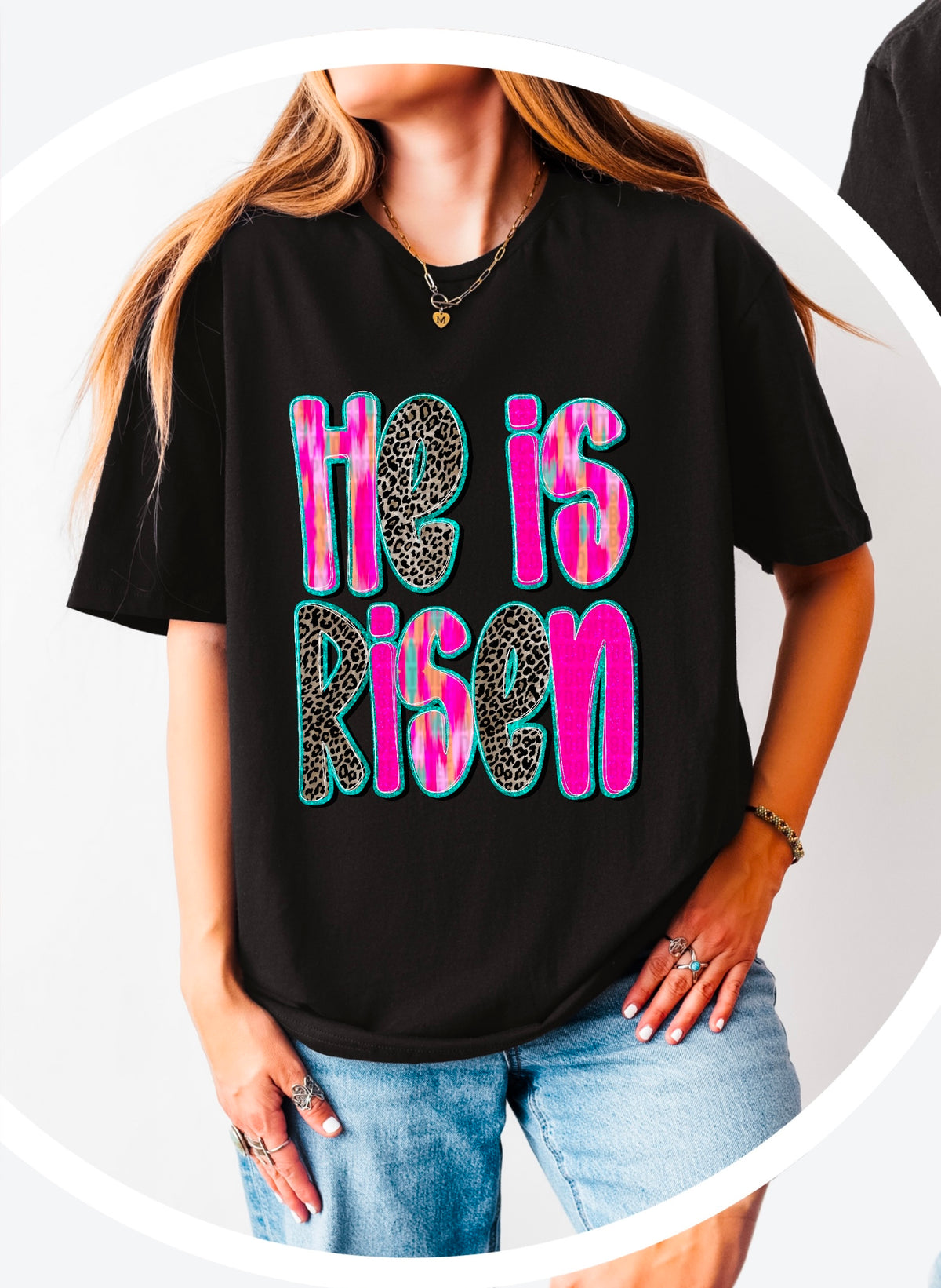 He is risen pink and leopard 90300 DTF transfer