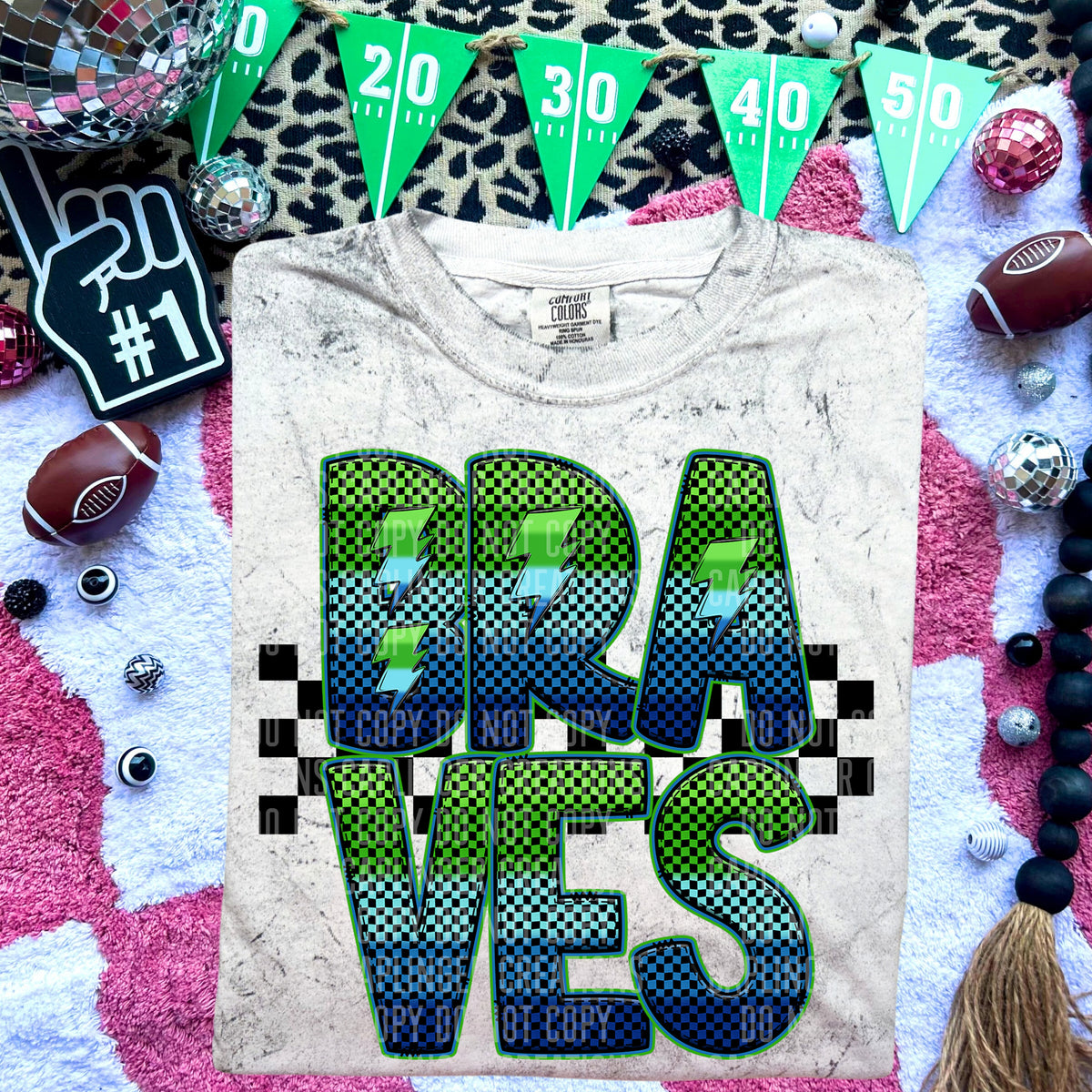 Braves Blue and Green Checkered (Caplinger) DTF transfer