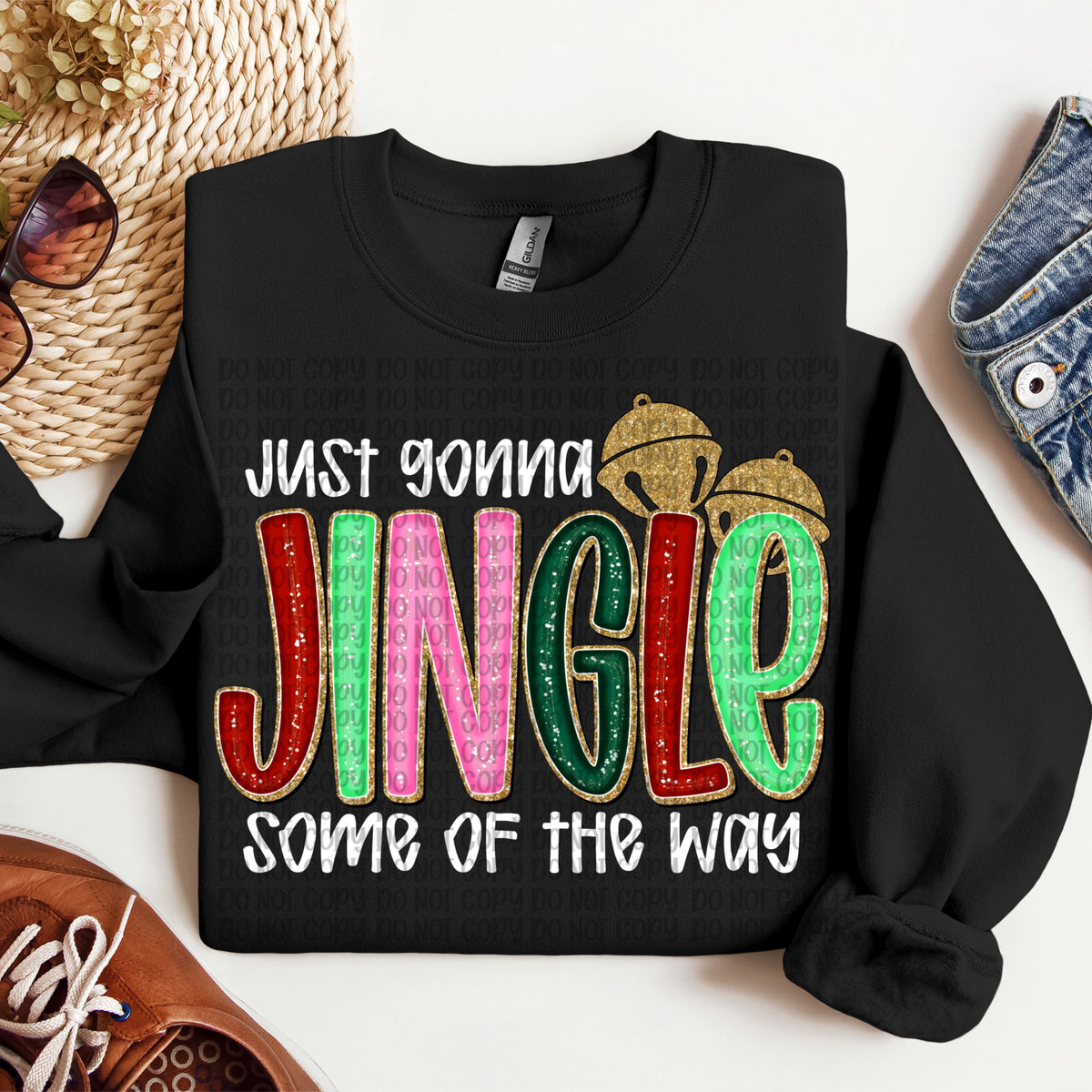 Jingle some of the way white text (VP) DTF transfer