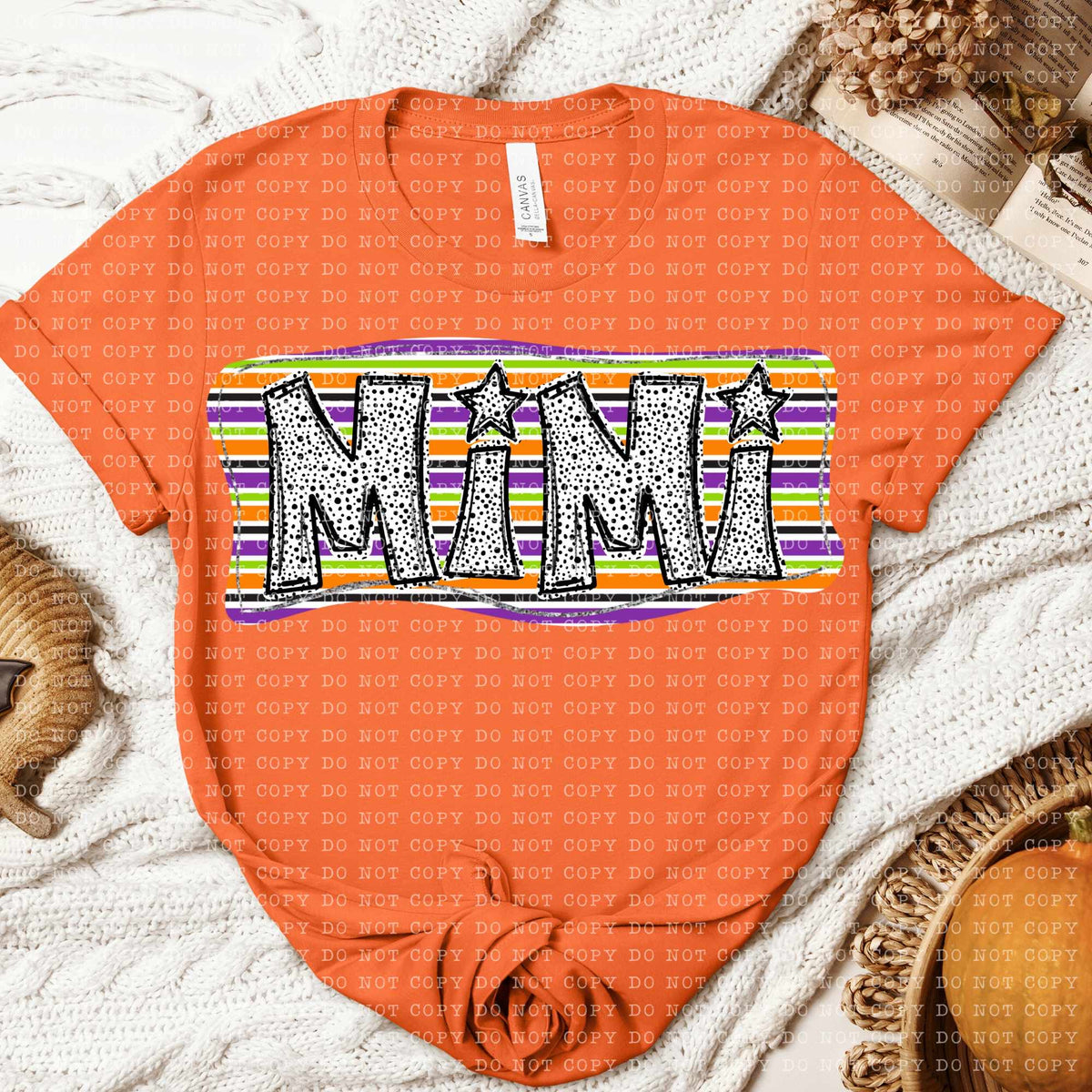 Mimi purple orange green stripes (ECHT) 58812 DTF transfer