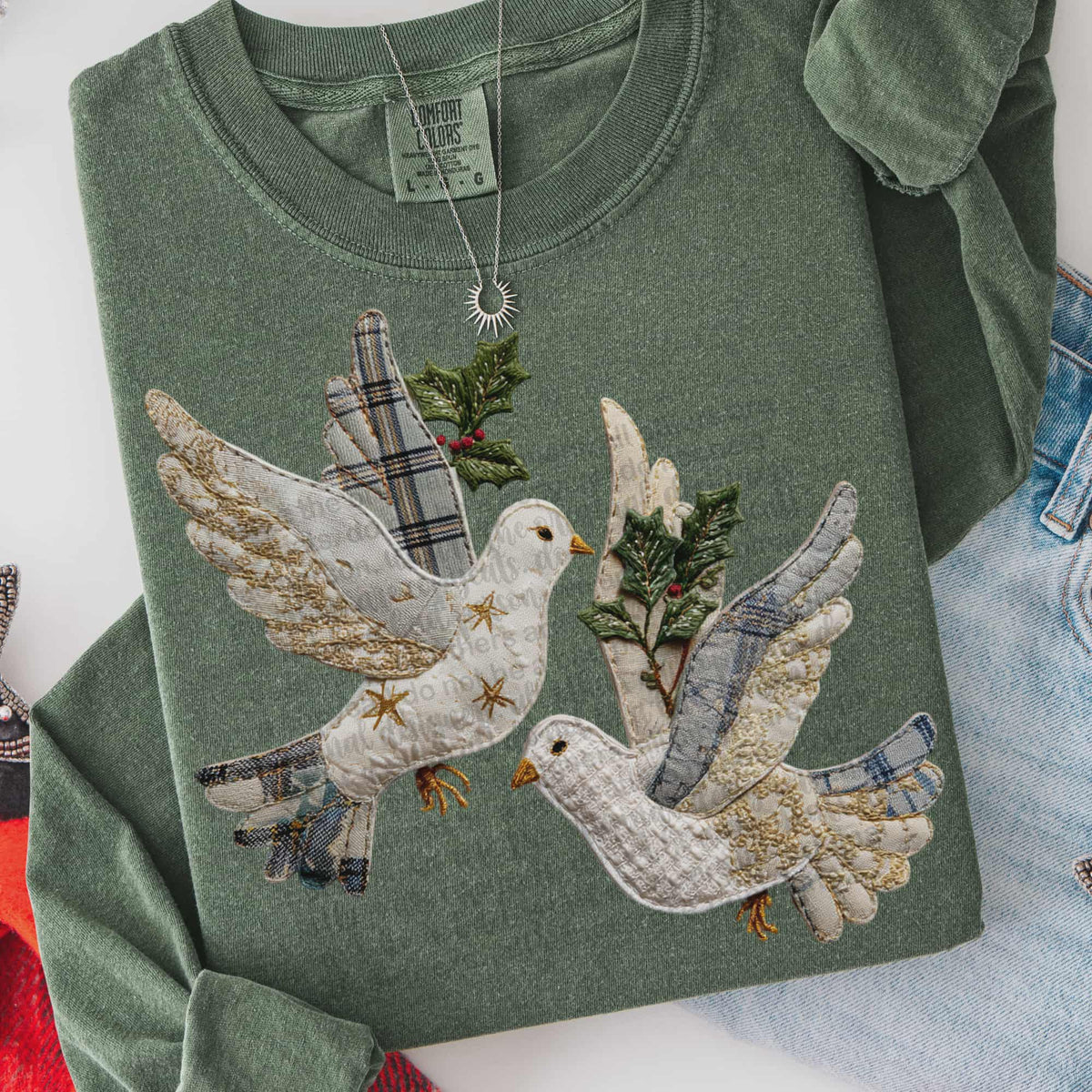 Faux Embroidery patchwork Birds (TTD) DTF Transfer