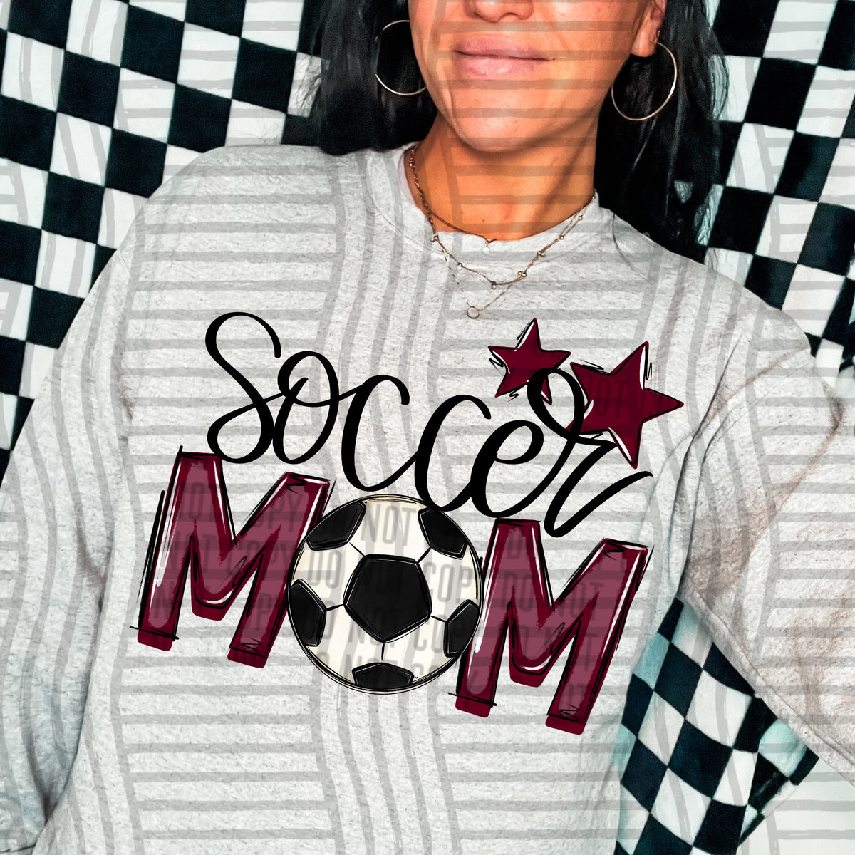 soccer mom grey maroon stars (caplinger) DTF transfer