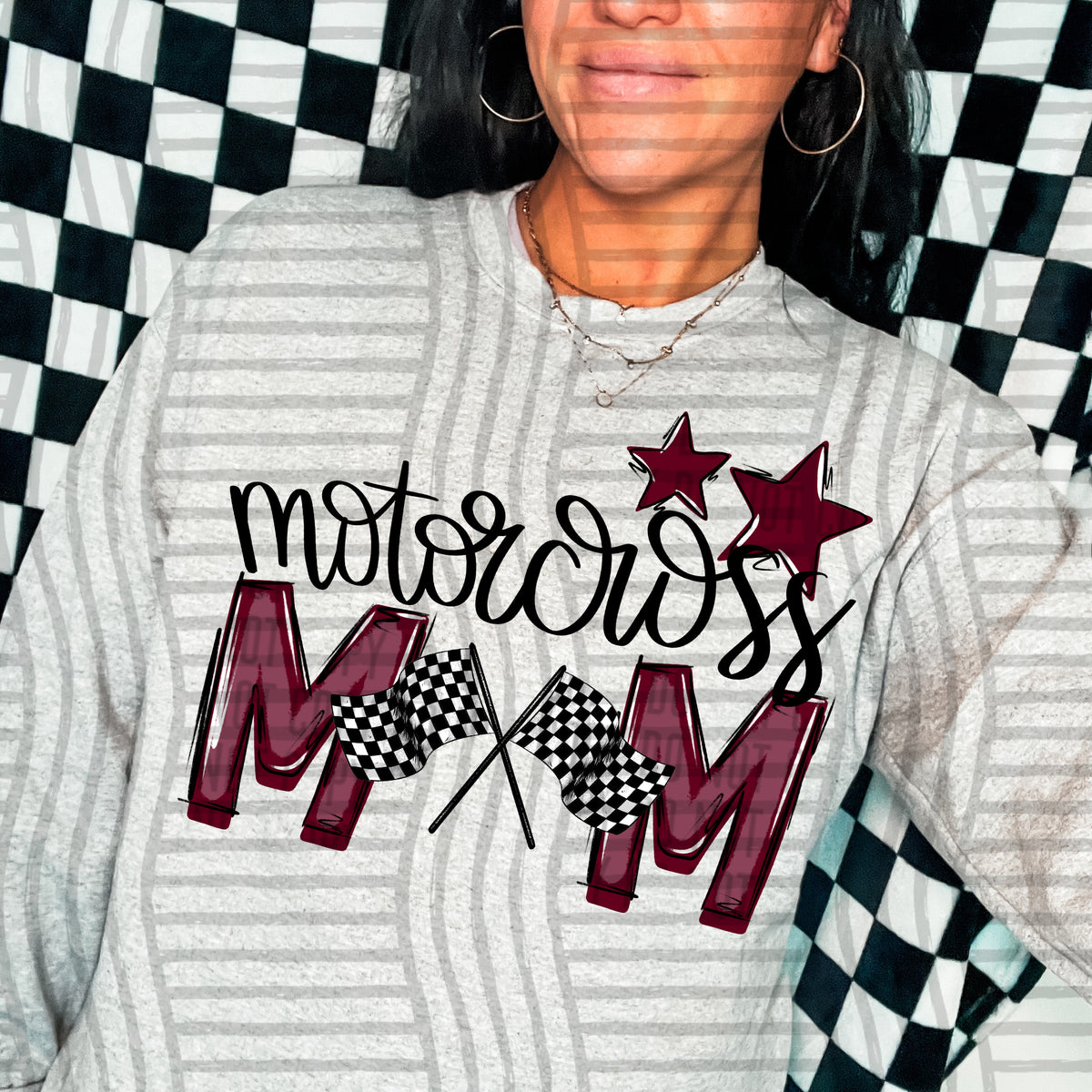 motorcross mom grey maroon stars (caplinger) DTF transfer