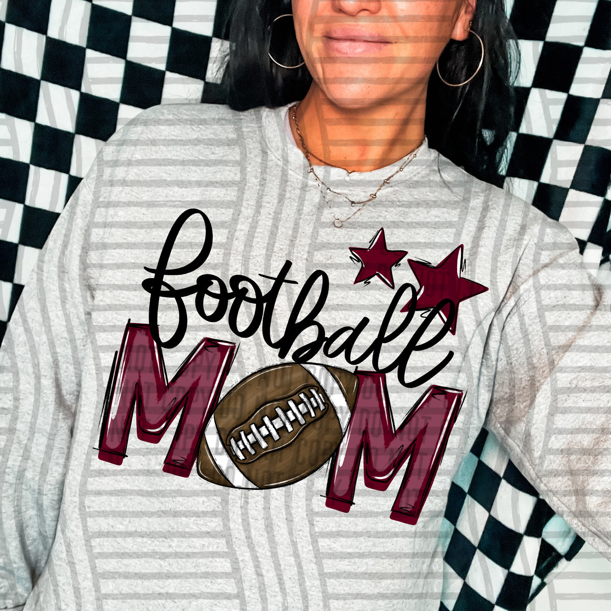 football mom gray maroon stars (Caplinger) DTF transfer