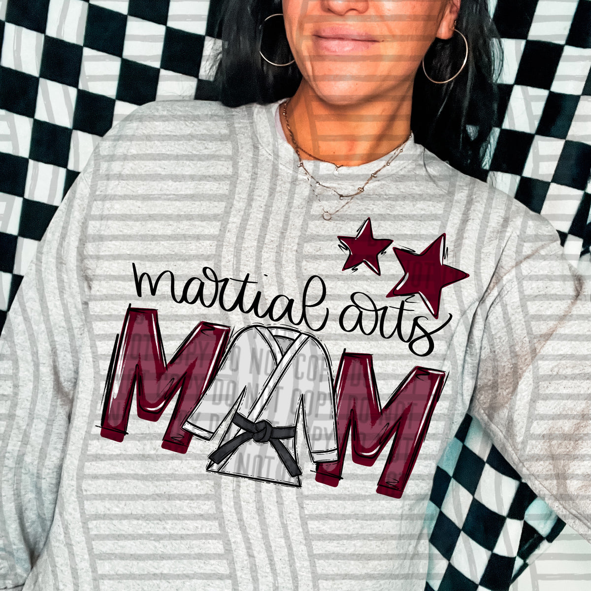 martial arts mom gray maroon stars (Caplinger) DTF transfer