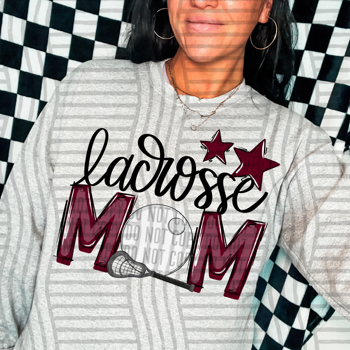lacrosse mom maroon stars (Caplinger) DTF transfer