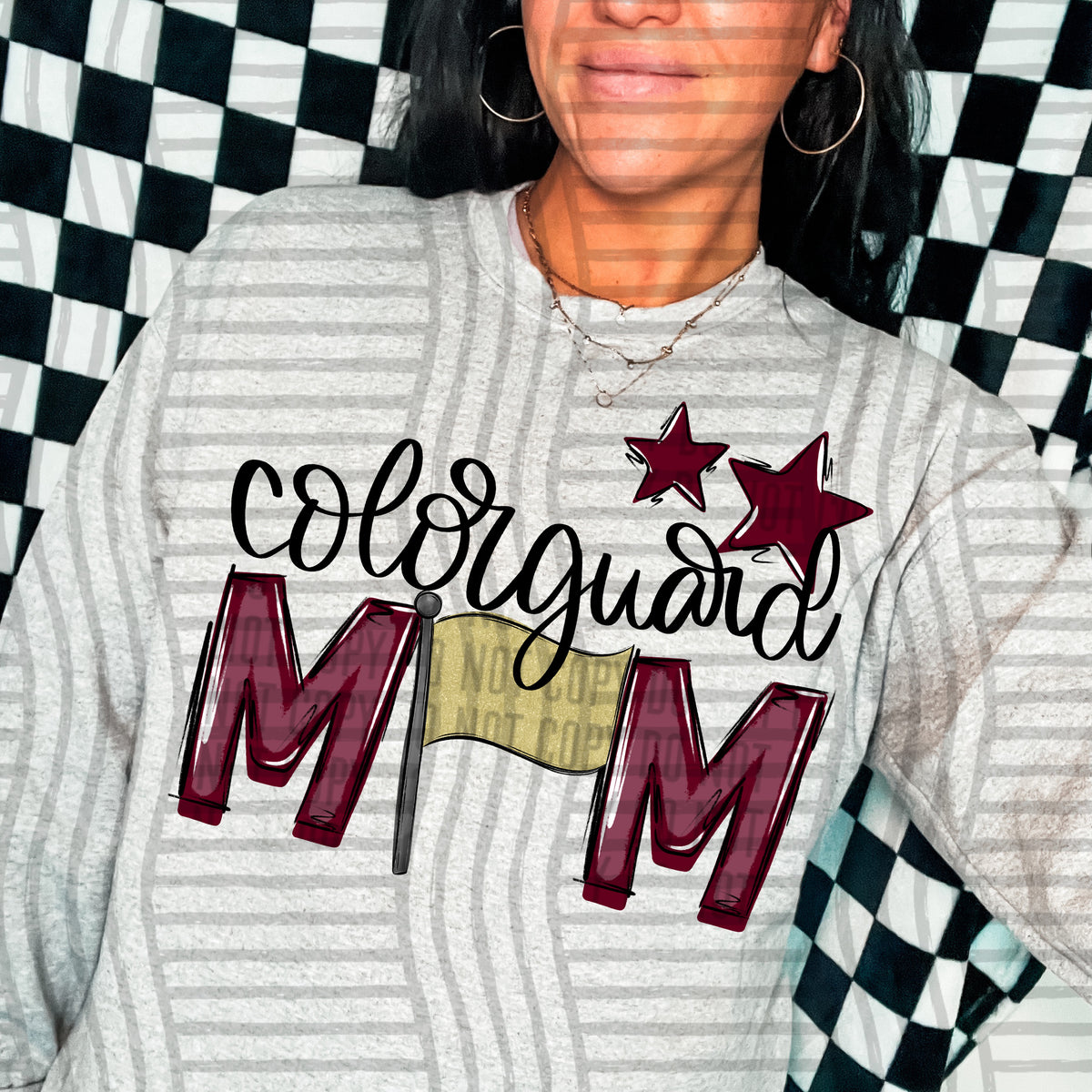 color guard mom gray maroon stars (Caplinger) DTF transfer