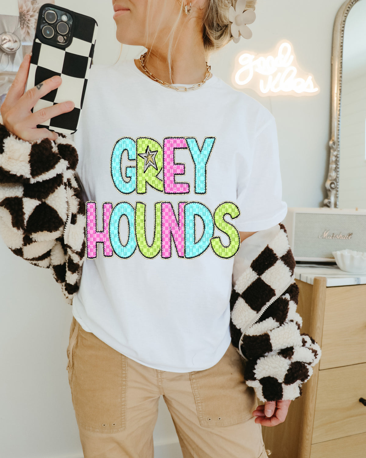 Greyhounds Colorful Checkered (caplinger) DTF transfer