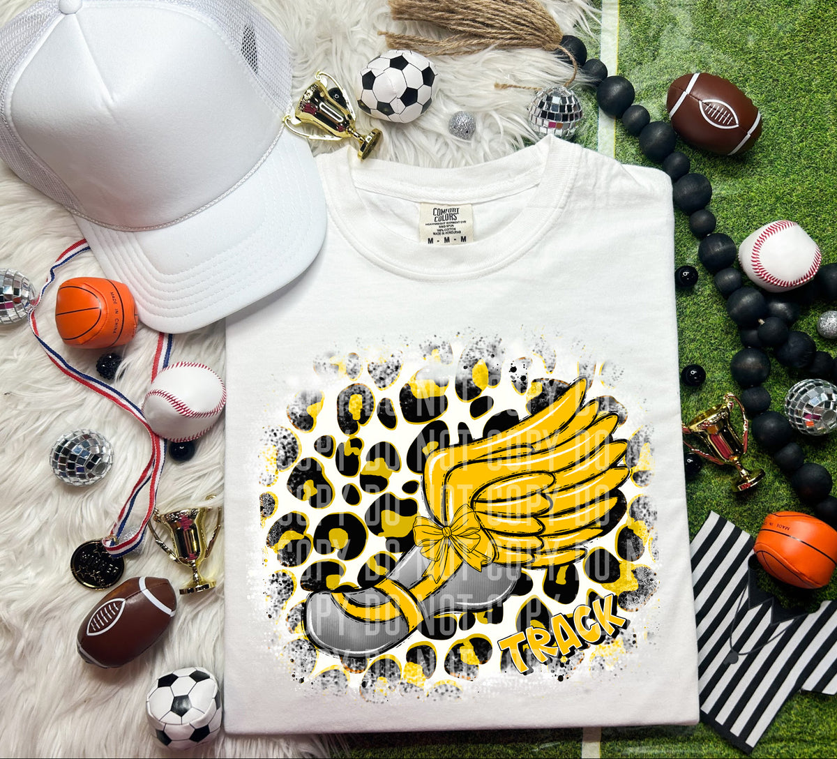 Track Shoe Leopard Background Yellow (Caplinger) DTF transfer