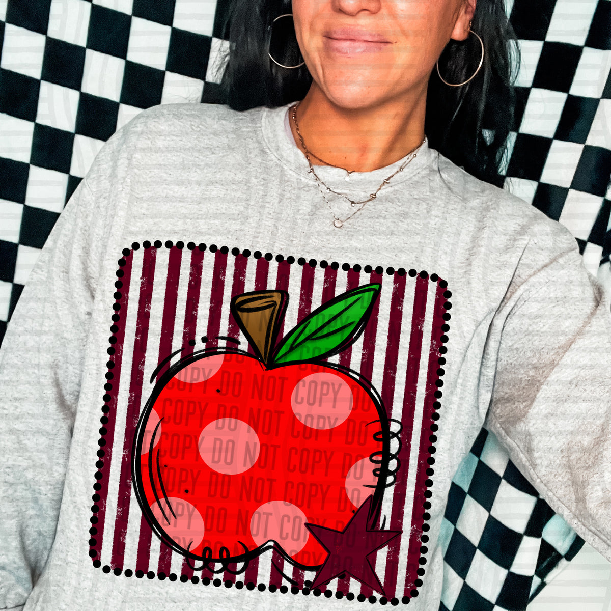 Apple maroon striped frame (Caplinger) DTF transfer