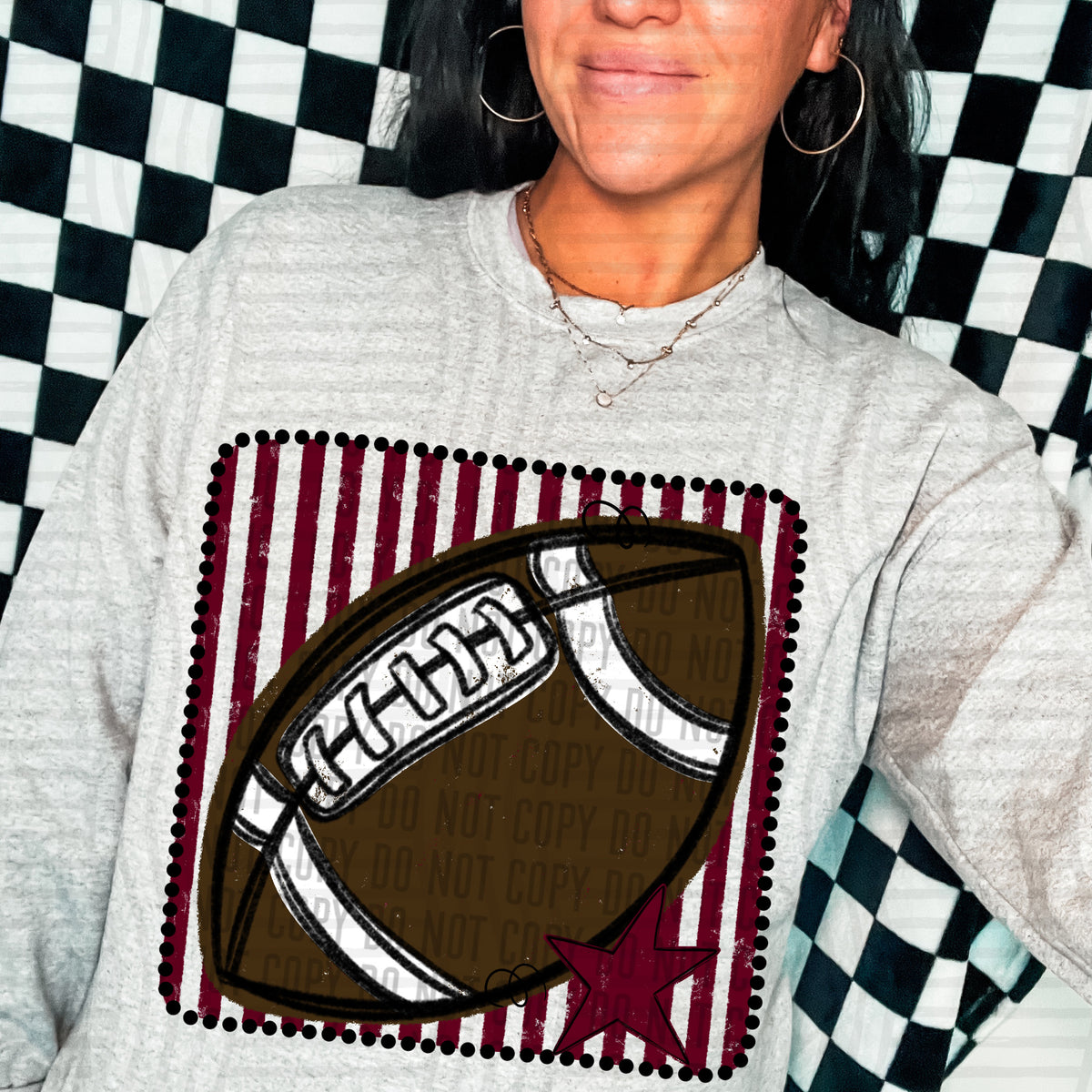 Football maroon striped frame (Caplinger) DTF transfer