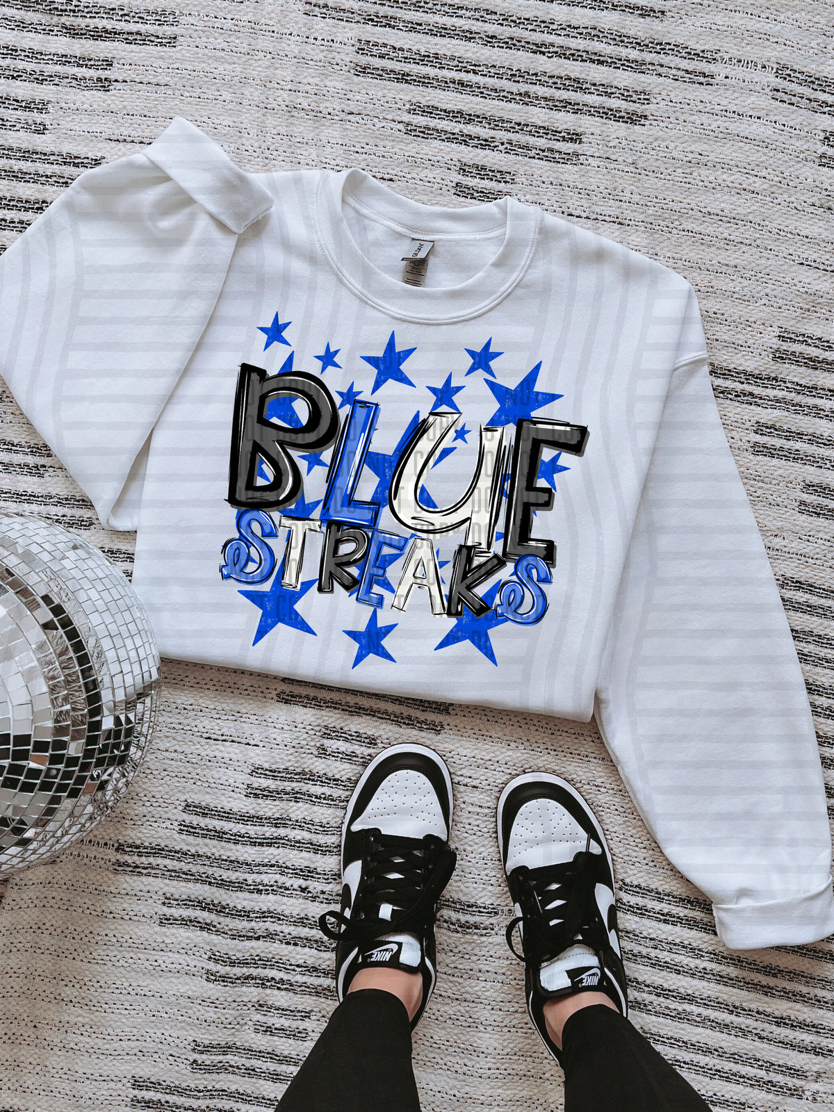 blue streaks black and blue with blue stars (caplinger) DTF Transfer