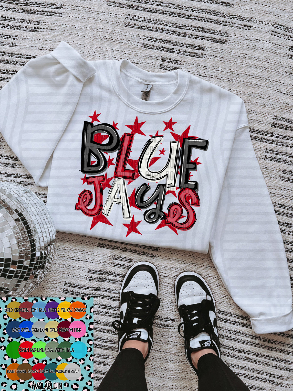 bluejays black white and red with red stars (Caplinger) DTF Transfer