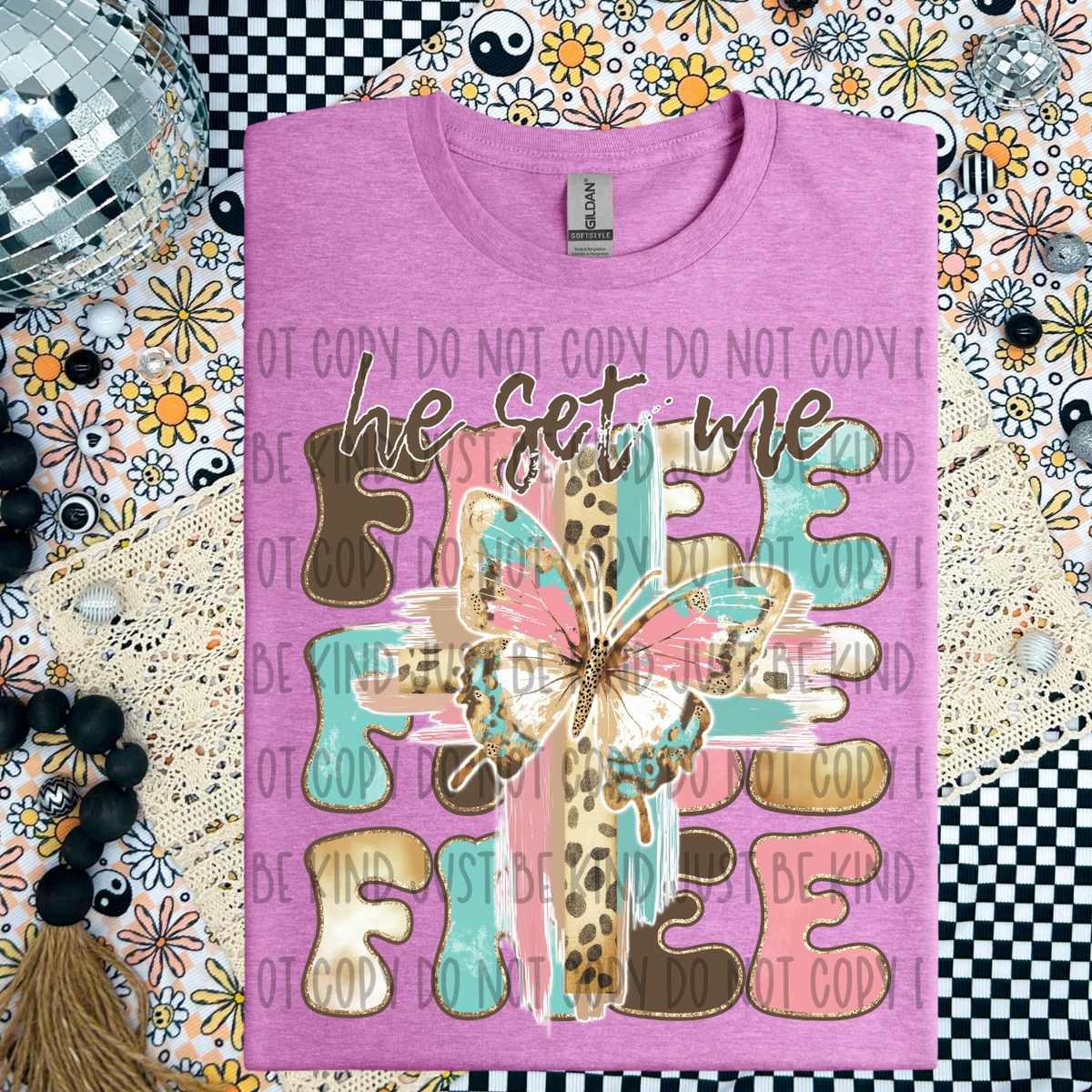 He set me free butterfly cross (SSD) DTF transfer