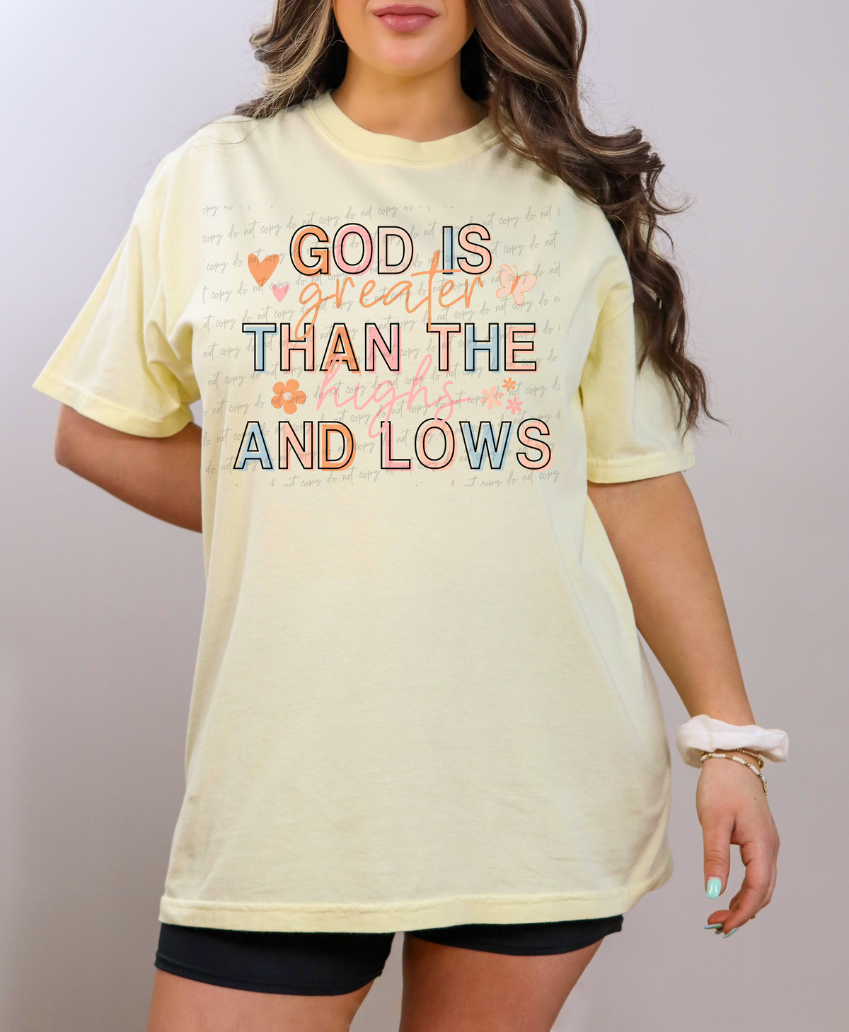 God is greater than the highs and lows cursive 28924 DTF Transfer