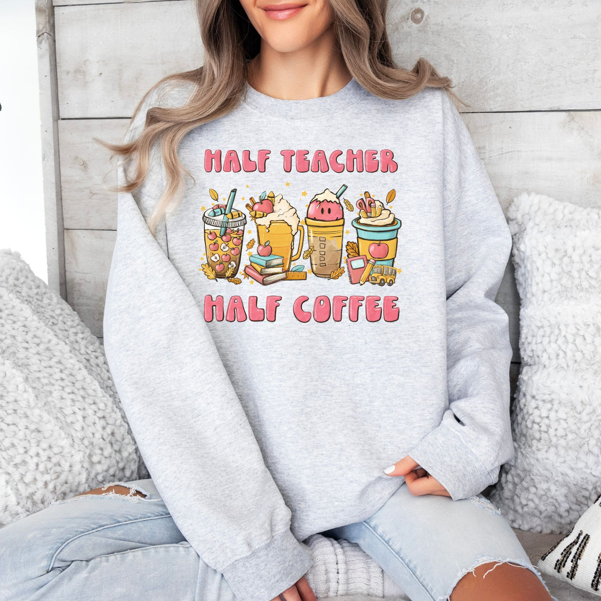 Half Teacher Half Coffee-47164-DTF transfer