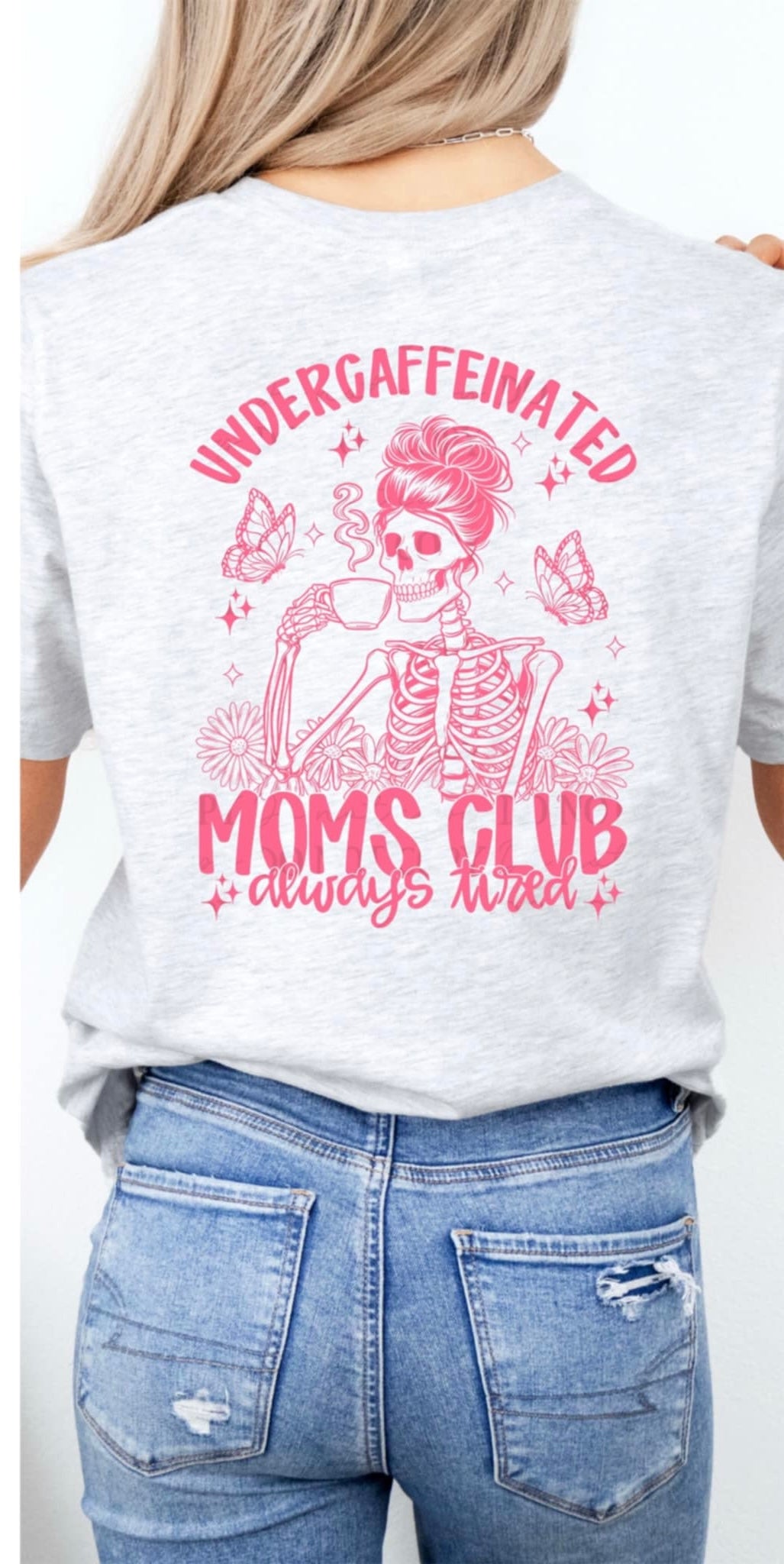 Under caffeinated moms club pink (ABD) 93182 DTF transfer