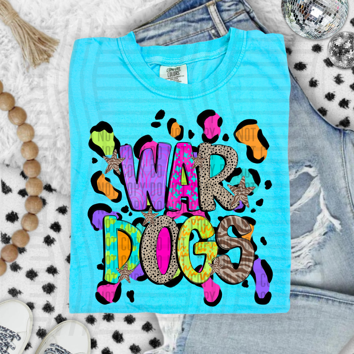 War dogs Funky Mix Up Leopard Mascot (Caplinger) DTF transfer