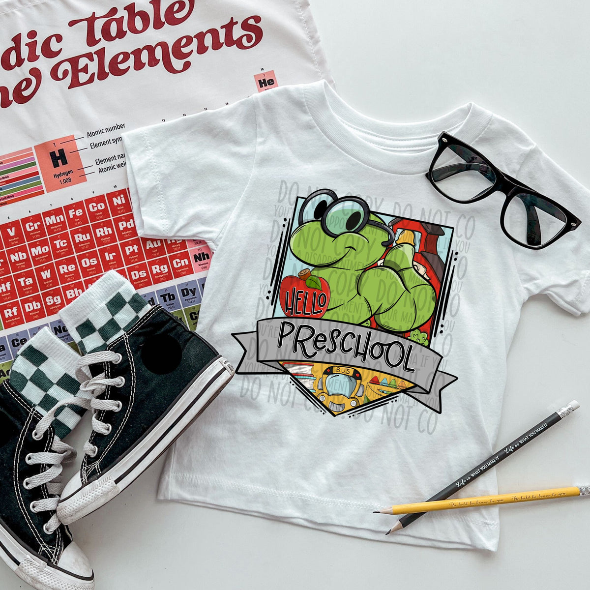 Hello Preschool grey ribbon (SWD) DTF transfer