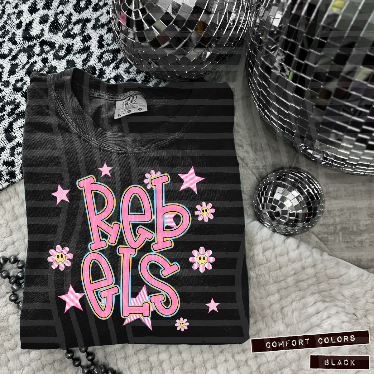 Rebels Pink Flowers And Stars 108017 DTF transfer