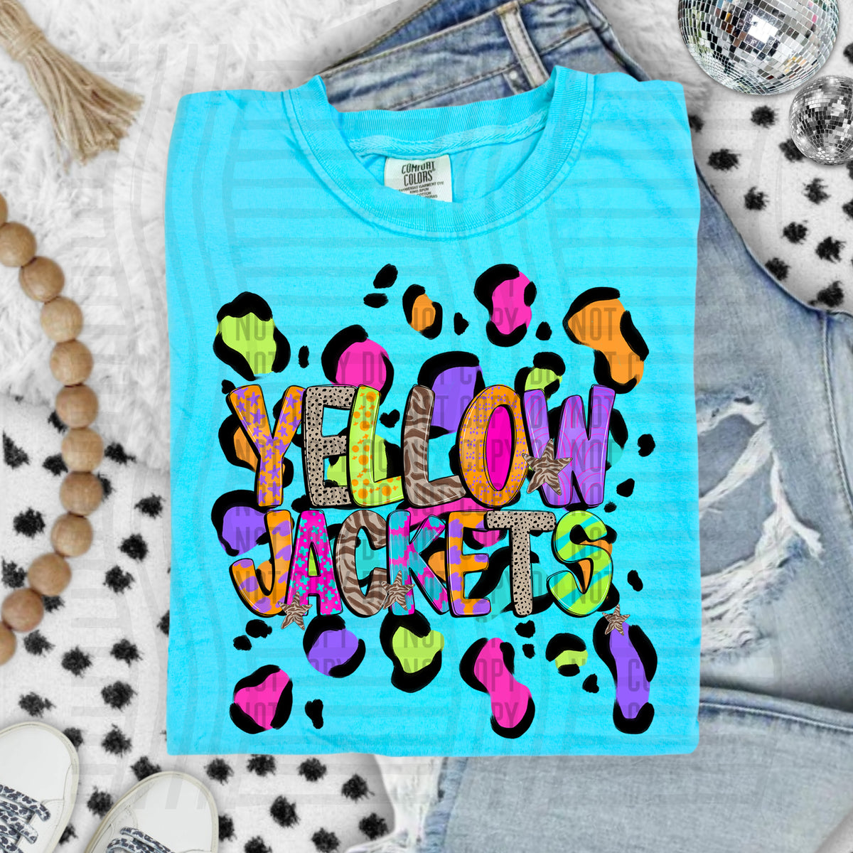 yellow jackets Funky Mix Up Leopard Mascot (Caplinger) DTF transfer