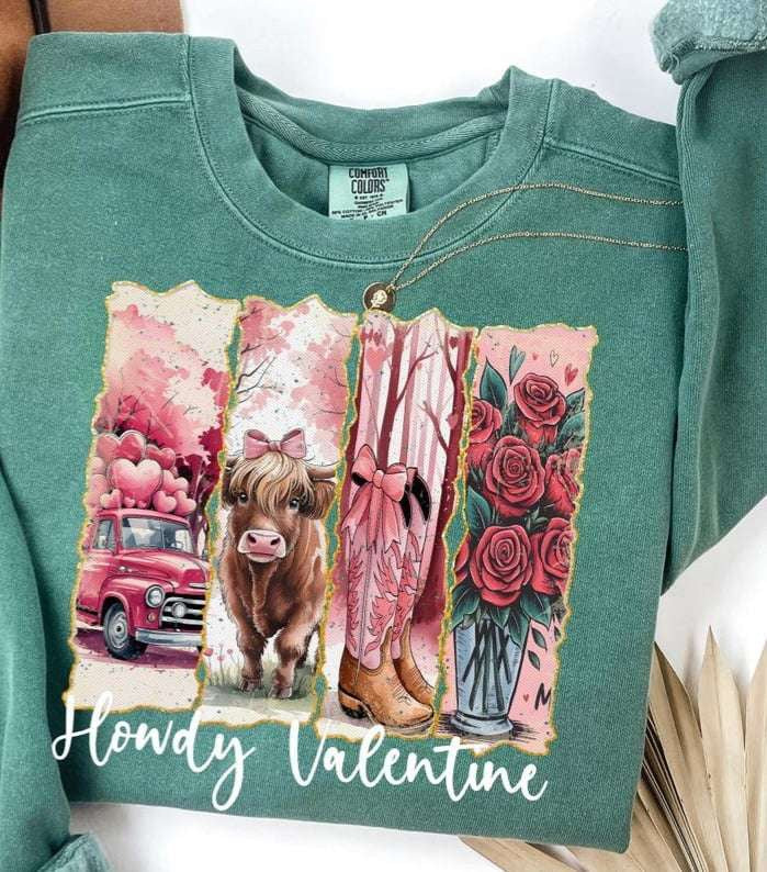 Howdy valentine imperfect rectangles white font 75860 DTF transfer