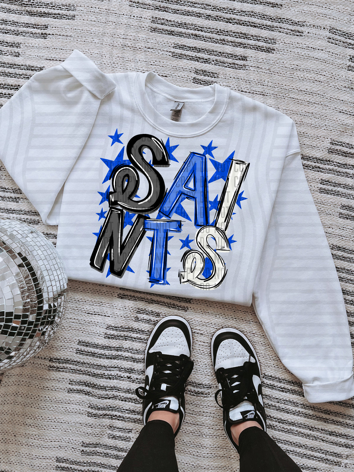 saints black and blue with blue stars (caplinger) DTF Transfer