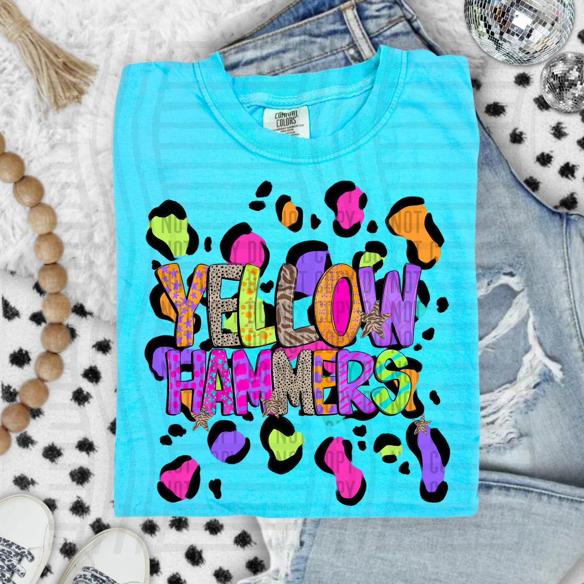 yellowhammers Funky Mix Up Leopard Mascot (Caplinger) DTF transfer