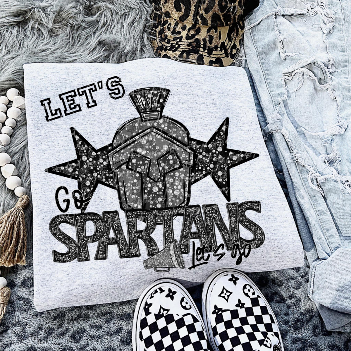 Let’s go Spartans silver (virgo) 92755 DTF transfer