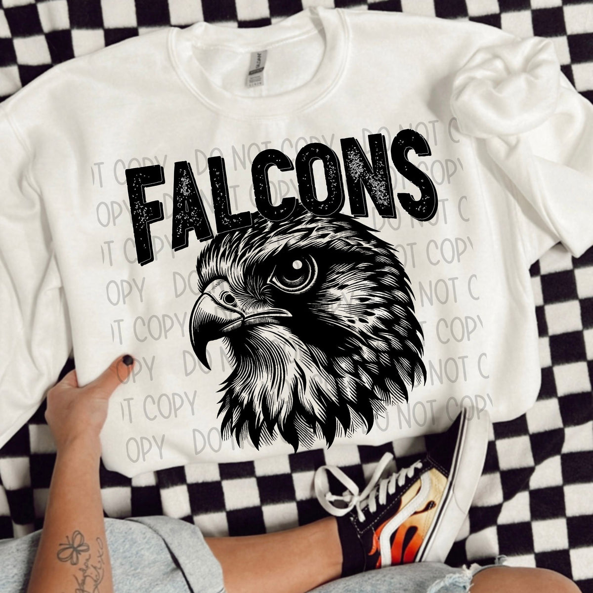 Falcons black/white outline DTF transfer