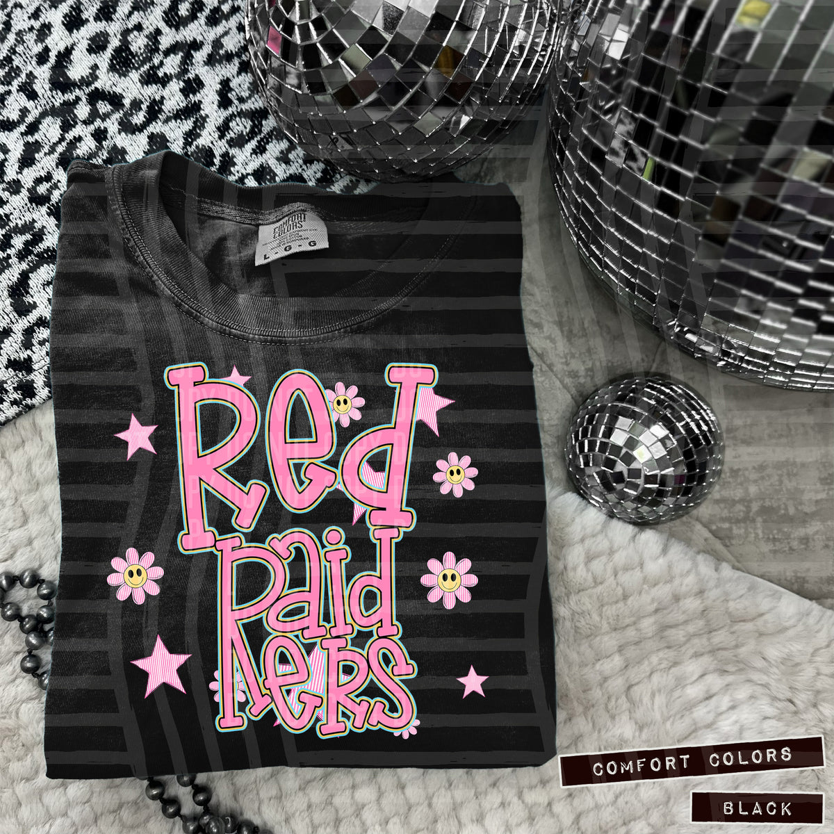 Red Raiders Pink Flowers And Stars 108020 DTF transfer