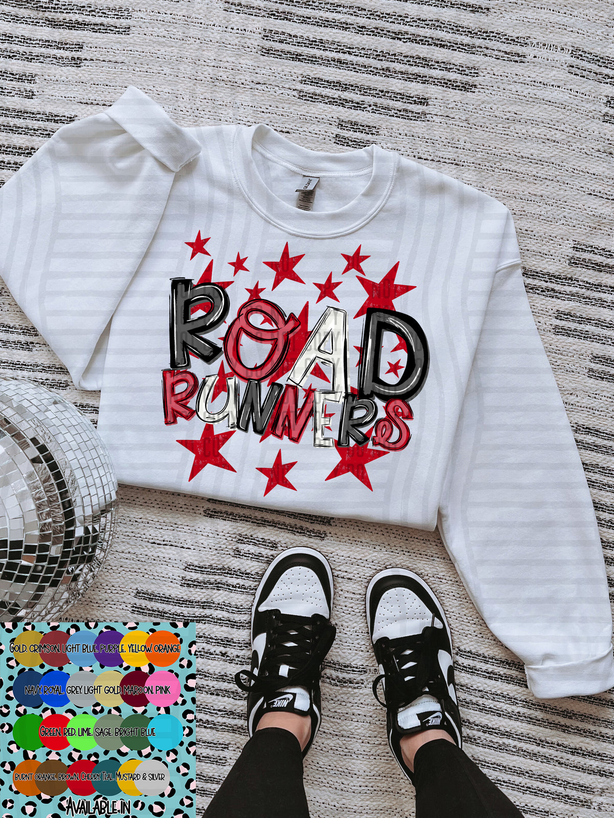 road runners black white and red with red stars (Caplinger) DTF Transfer