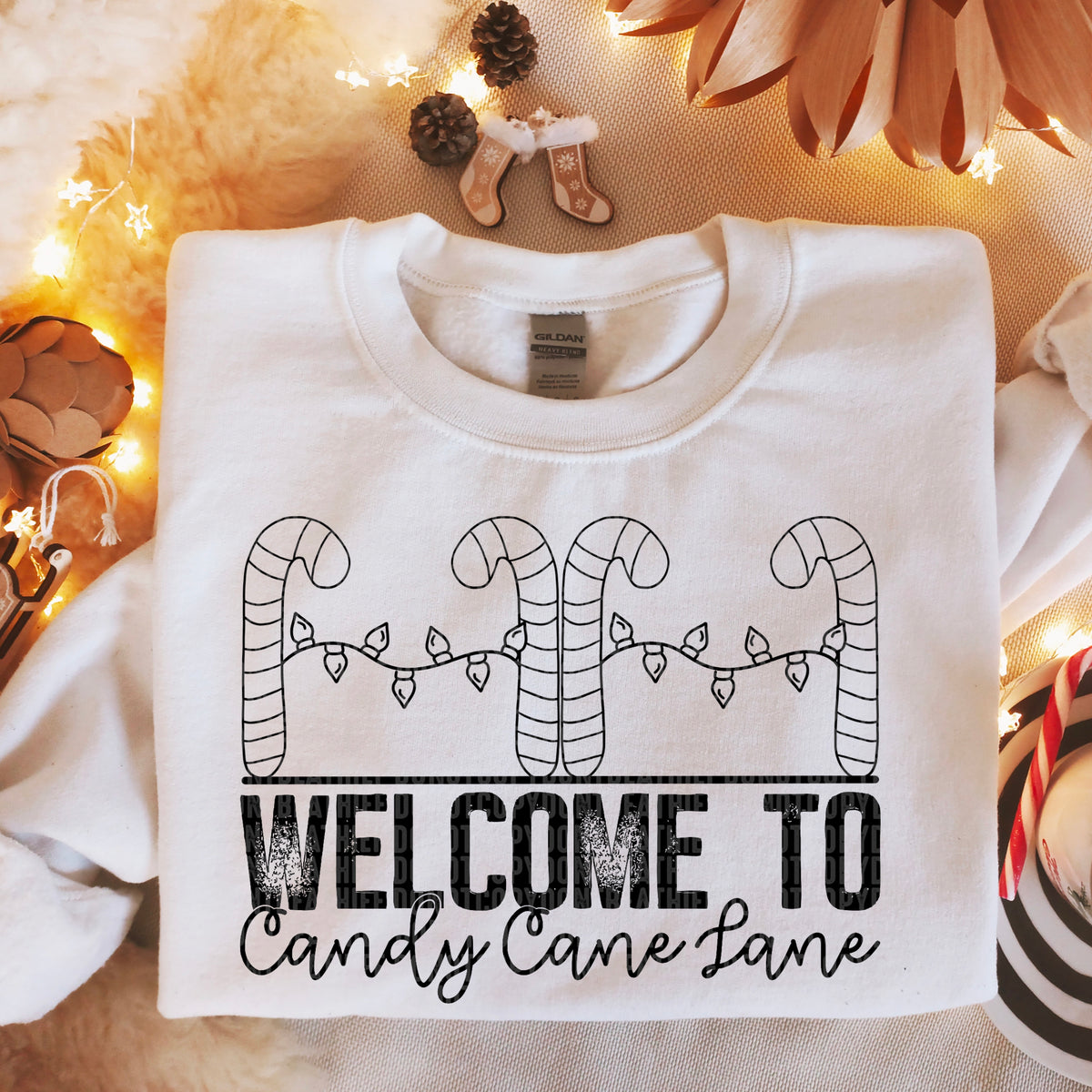 Welcome to candy cane lane BLACK 103569 DTF transfer