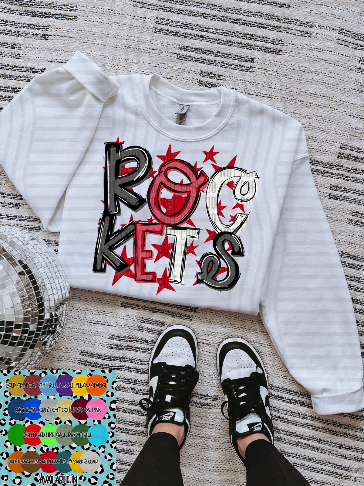 rockets black white and red with red stars (Caplinger) DTF Transfer